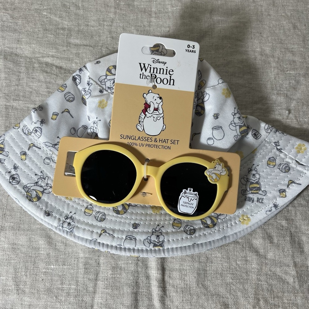 Disney Winnie The Pooh Beach Bucket Hat And Sunglasses Set Toddler 0-3yrs